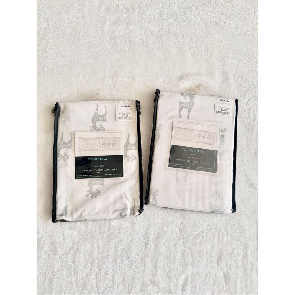 White and silver reindeer set of three pillowcases
